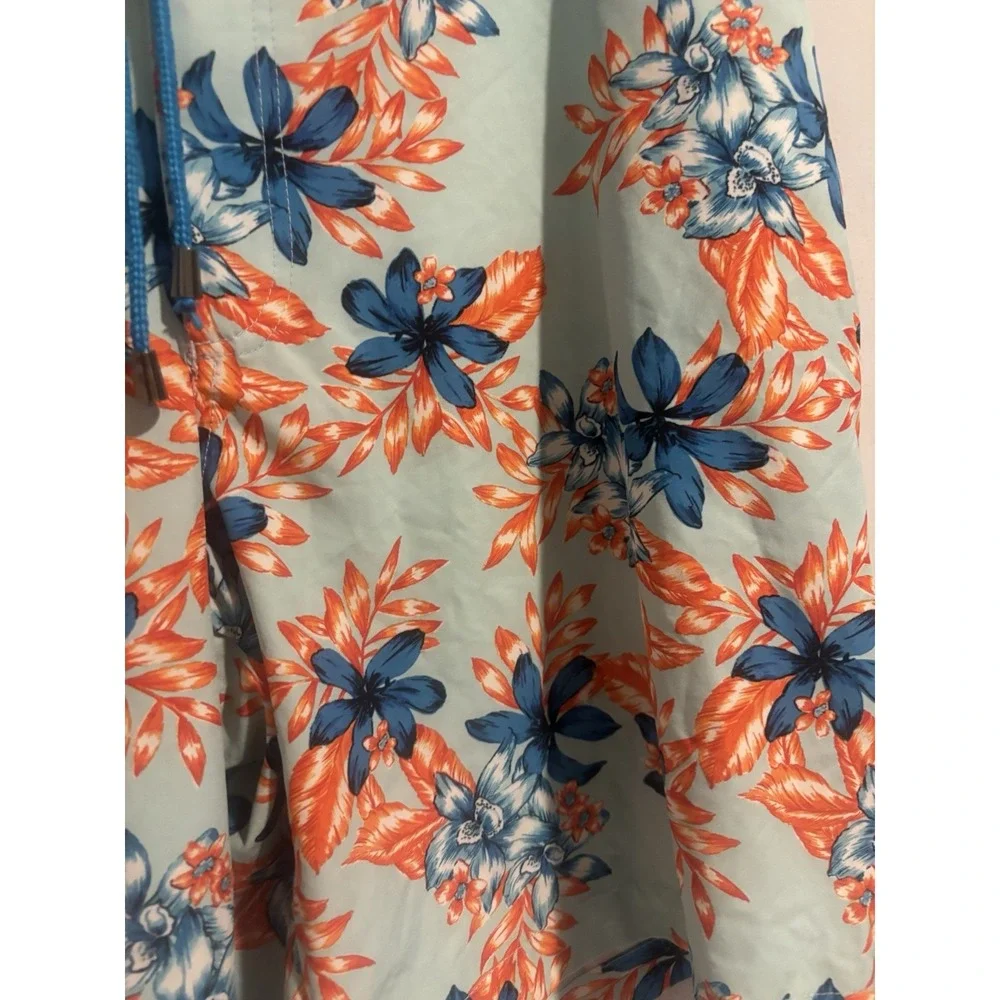 Crown‎ and Ivy Swim Trunks Men's XL Mesh Lined Board Shorts Blue Palm Trees